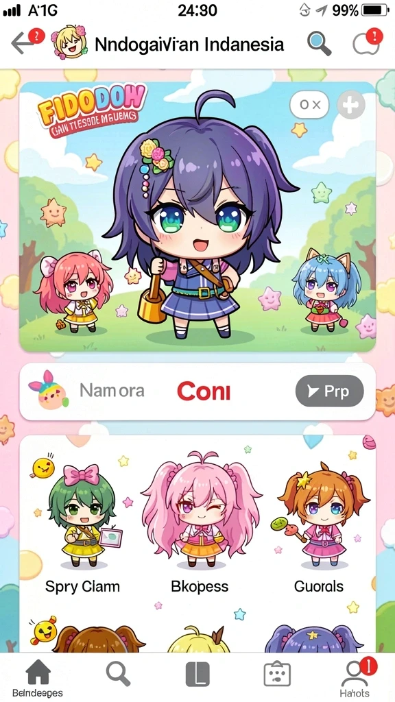 rejekipop - Screenshot menampilkan grafis cerah dan karakter lucu.